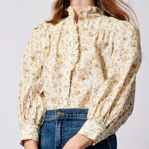 EUC Secular Rene Shirt Aspen Floral Buttermilk Size S